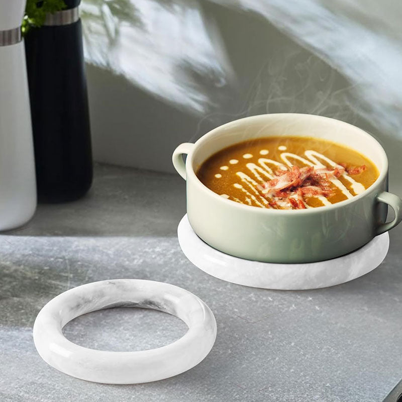 Marble Trivet Set of 2 — Natural Stone Trivets for Hot Pots, Pans & Marble Countertops