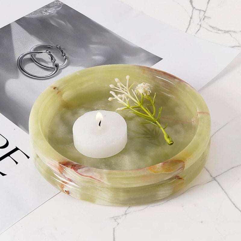 Marble Jewelry Tray — Round Stone Jewelry Organizer Tray & Ring Dish in 6 Natural Stone Colors