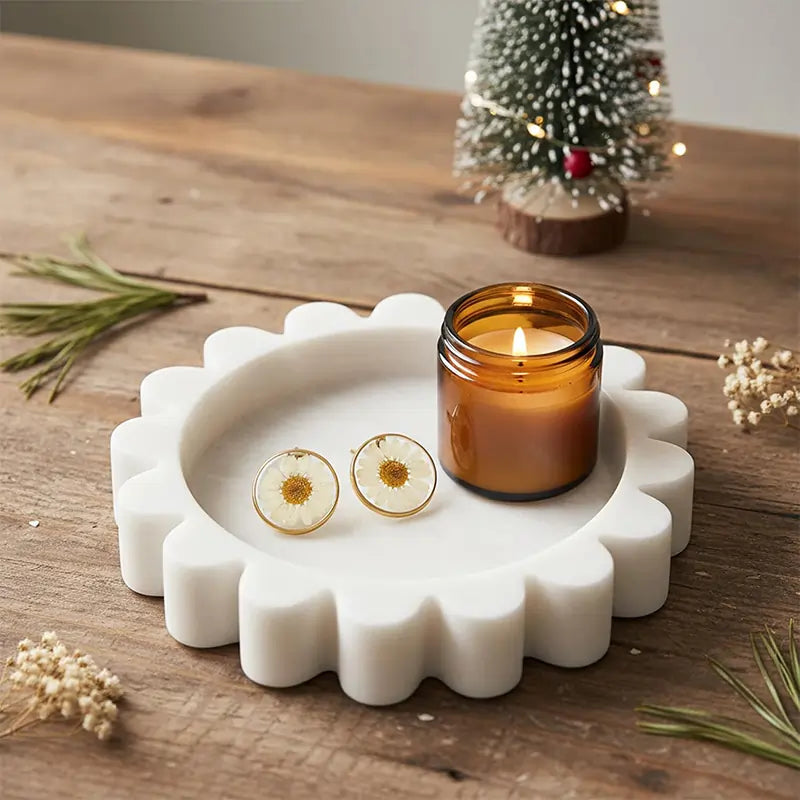 Marble Jewelry Dish — Scalloped Trinket Dish & Ring Dishes in 7 Natural Stone Colors