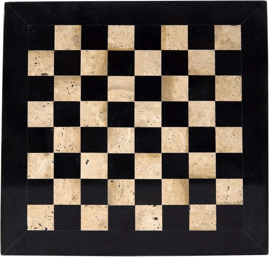 Marble Chess Board 15 Inch — Natural Stone Chess Board in Travertine & Marble | 4 Color Variants