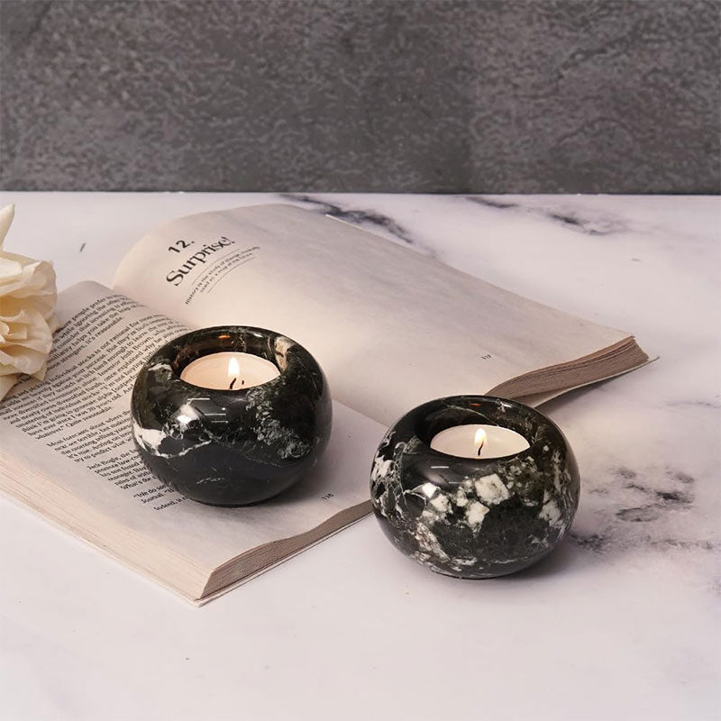 Marble Tealight Candles Black Holder Handmade White Votive Candle Holders