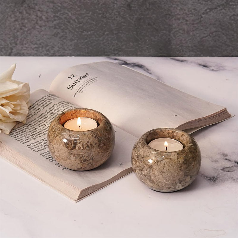 Marble Tealight Candles Oceanic Holder Handmade White Votive Candle Holders