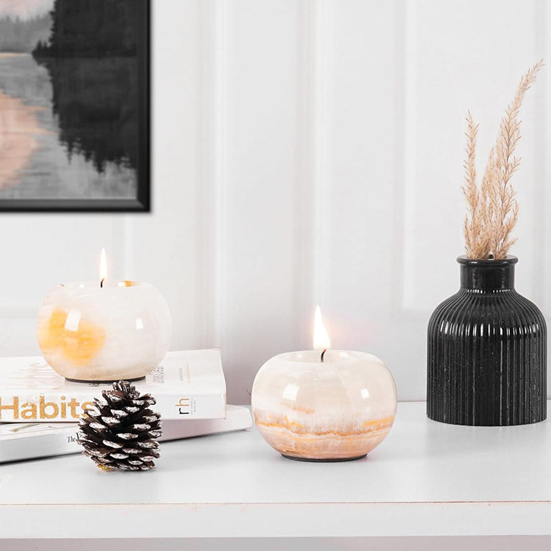 Marble Tealight Candles White Onyx Holder Handmade Votive Candle Holders