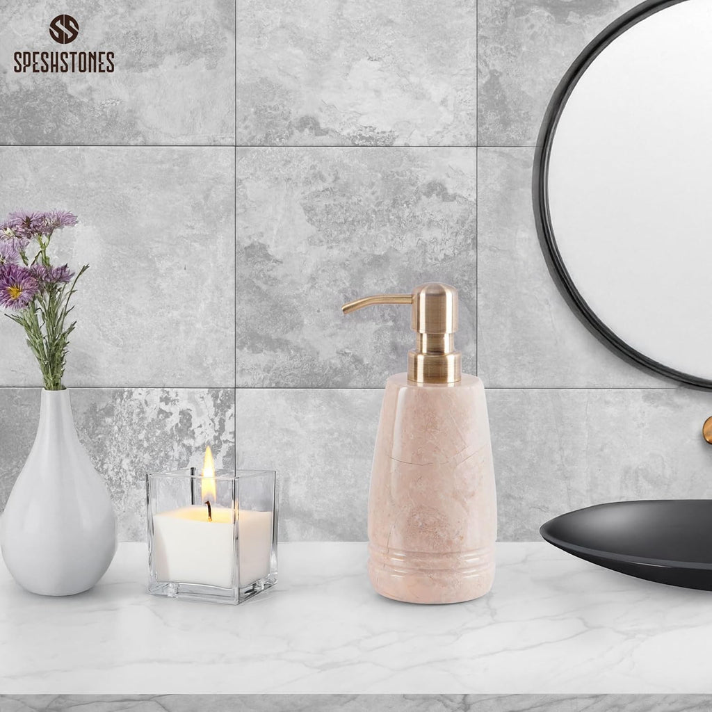 Marble Soap Dispenser — Natural Stone Countertop Pump for Kitchen Sink & Bathroom Vanity