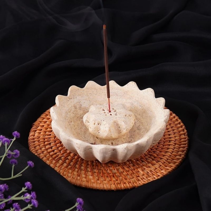 Travertine Incense Stick Holder - Palo Santo Holder, Incense Holder Stone,