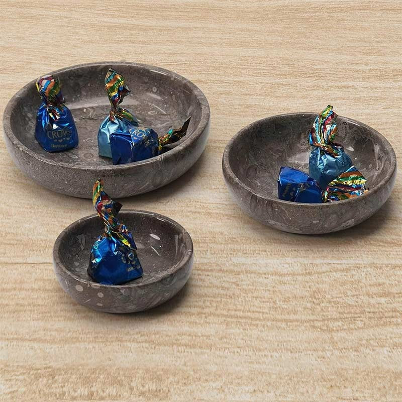 Marble Mixing Bowls Set of 3 — Natural Stone Small Bowl Set for Kitchen & Serving