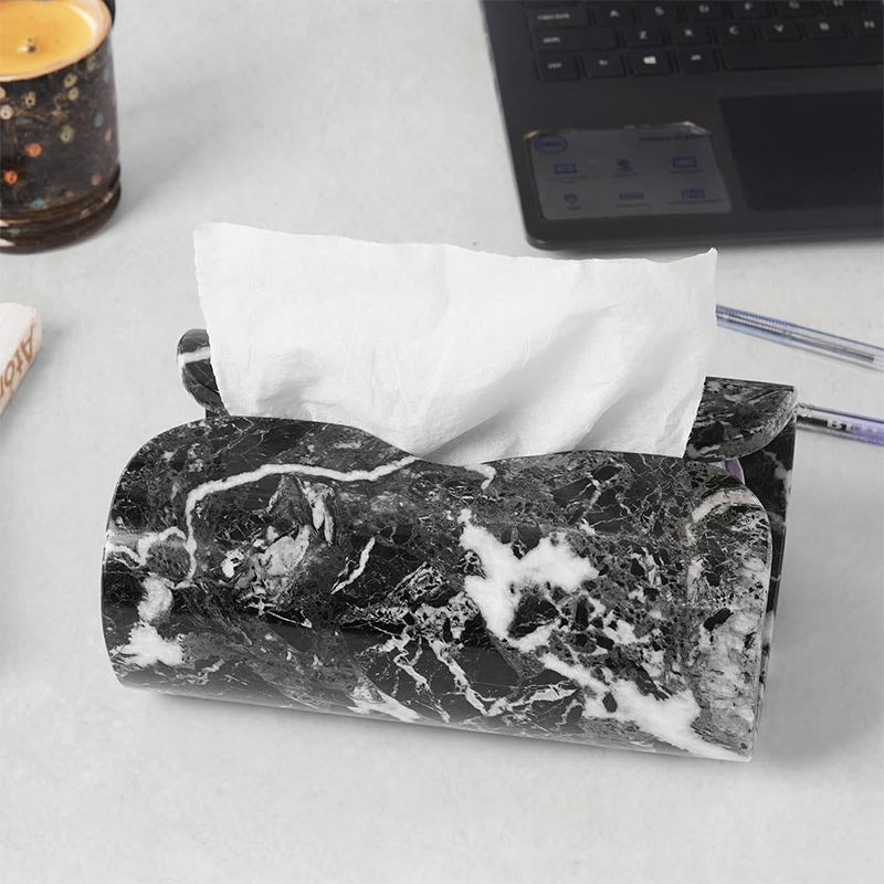 Marble Tissue Box Cover — Decorative Tissue Box Holder Decor in 5 Natural Stone Colors