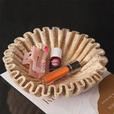 10 inches travertine bowl with dried botanicals and decorative filler for seasonal decor