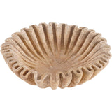 10 inches Travertine Ruffle Bowl with scalloped edges for fruit, coffee table, or key bowl decor