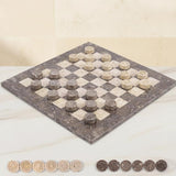 Checkers Game 15'' Oceanic and Travertine Handmade Chess and Checkers Board Game