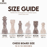 Size comparison of 12 inch chess pieces