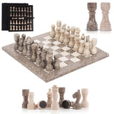 12 inch marble chess board made of oceanic and travertine stone with full chess setup