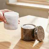 Marble Salt Cellar with Lid and Spoon — Set of 2 Stone Spice Jars for Salt, Sugar & Spices