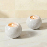 Marble Tealight Candle Holder Set of 2 — Decorative Centerpiece Candle Holder in 3 Sizes & 6 Stone Colors