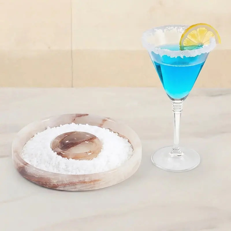 Marble Margarita Salt Rimmer 6 Inch Handmade Salt, Lime Juice and Sugar Rimmer Tray