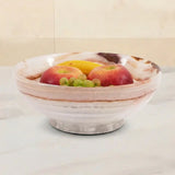 Travertine Pedestal Bowl — Natural Stone Footed Compote Bowl & Decorative Fruit Dish