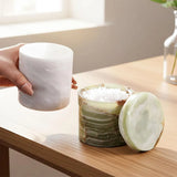 Marble Salt Cellar with Lid and Spoon — Set of 2 Stone Spice Jars for Salt, Sugar & Spices