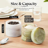 Marble Salt Cellar with Lid and Spoon — Set of 2 Stone Spice Jars for Salt, Sugar & Spices