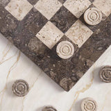 Checkers Game 15'' Oceanic and Travertine Handmade Chess and Checkers Board Game
