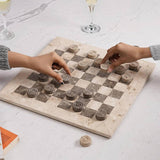 Checkers Game 15'' Travertine and Oceanic Handmade Chess and Checkers Board Game