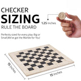 Checkers Game 15'' Travertine and Black Handmade Chess and Checkers Board Game