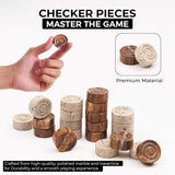 Checkers Game 15'' Travertine and Brown Handmade Chess and Checkers Board Game