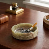 Marble Cigar Ashtray — Natural Stone Ashtray for Cigars, Home Office & Home Bar