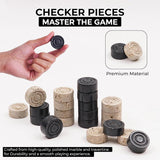 Checkers Game 15'' Travertine and Black Handmade Chess and Checkers Board Game