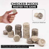 Checkers Game 15'' Oceanic and Travertine Handmade Chess and Checkers Board Game