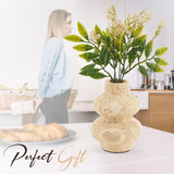 6 Inches Travertine Flower Vase styled on a table in a minimalist dining room setting
