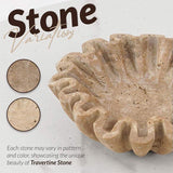 Stone color and pattern variation guide for 6 inches Travertine Ruffle Bowl showing natural texture and finish