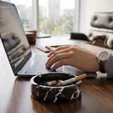 Marble Cigar Ashtray — Natural Stone Ashtray for Cigars, Home Office & Home Bar