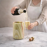 Travertine Wine Bottle Cooler - Marble Wine Holder and Chiller for Table