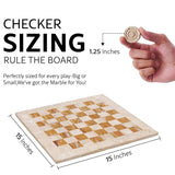 Checkers Game 15'' Travertine and Brown Handmade Chess and Checkers Board Game