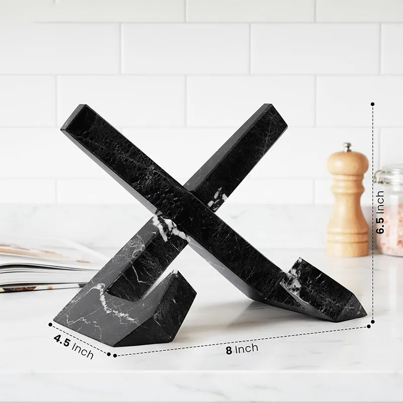 Marble Cookbook Stand for Kitchen — 8 Inch Natural Stone Recipe Book Stand