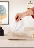 Marble Tissue Box Cover  Rectangle Stone Holder for Facial Tissues and Paper Napkin - Decorative Countertop Organizer for Bathroom, Office, Aesthetic Room & Home Decor