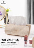Marble Tissue Box Cover  Rectangle Stone Holder for Facial Tissues and Paper Napkin - Decorative Countertop Organizer for Bathroom, Office, Aesthetic Room & Home Decor