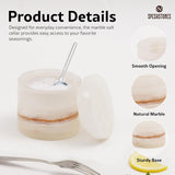Marble Salt Cellar with Lid and Spoon – Countertop Sugar, Salt, Spice Jar and Container