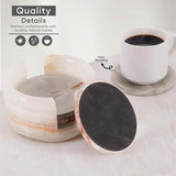 Marble Coasters Set of 6 – Round, Heavyweight Stone Drink Coasters for Coffee, Wine & Beer