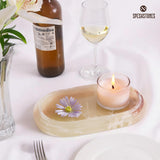 Marble Oval Tray – Multi-Purpose Vanity, Food, and Decorative Stone Tray for Bathroom, Dresser & Kitchen