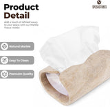 Marble Tissue Box Cover  Rectangle Stone Holder for Facial Tissues and Paper Napkin - Decorative Countertop Organizer for Bathroom, Office, Aesthetic Room & Home Decor