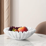 8 inches hand-carved scalloped marble bowl filled with fresh fruit