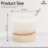 Marble Salt Cellar with Lid and Spoon – Countertop Sugar, Salt, Spice Jar and Container