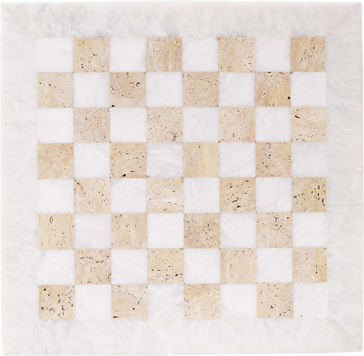 Marble Chess Board 15 Inch — Natural Stone Chess Board in Travertine & Marble | 4 Color Variants