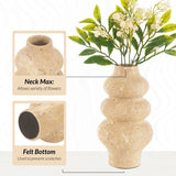 Close-up of 9 inches natural stone texture, smooth edges and felt bottom of the Travertine Vase highlighting durable build