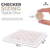 Checkers Game 15'' White and Travertine Handmade Chess and Checkers Board Game