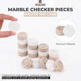 Checkers Game 15'' White and Travertine Handmade Chess and Checkers Board Game