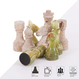 Chess Figures 3.5'' Inches Travertine and Green Handmade Chess Board Games