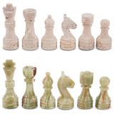 Chess Figures 3.5'' Inches Travertine and Green Handmade Chess Board Games