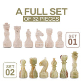 Chess Figures 3.5'' Inches Travertine and Green Handmade Chess Board Games